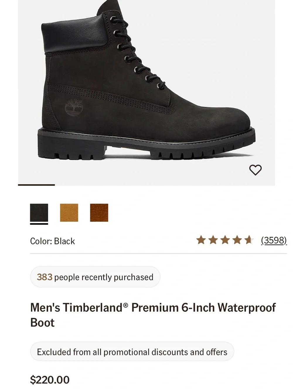 Timberland Black Men's Lace-Up Work Boot